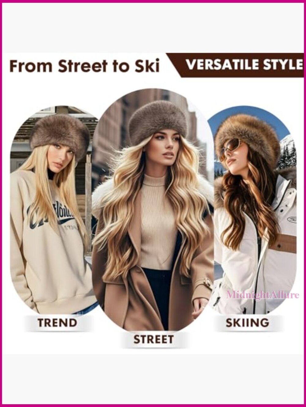 Faux Fur Headband with Elastic Stretch Winter Earwarmer for Women - Picture 4 of 7